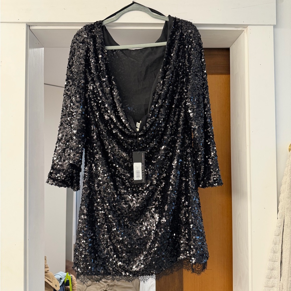 Sachin + Babi Black Sequin Mini Dress